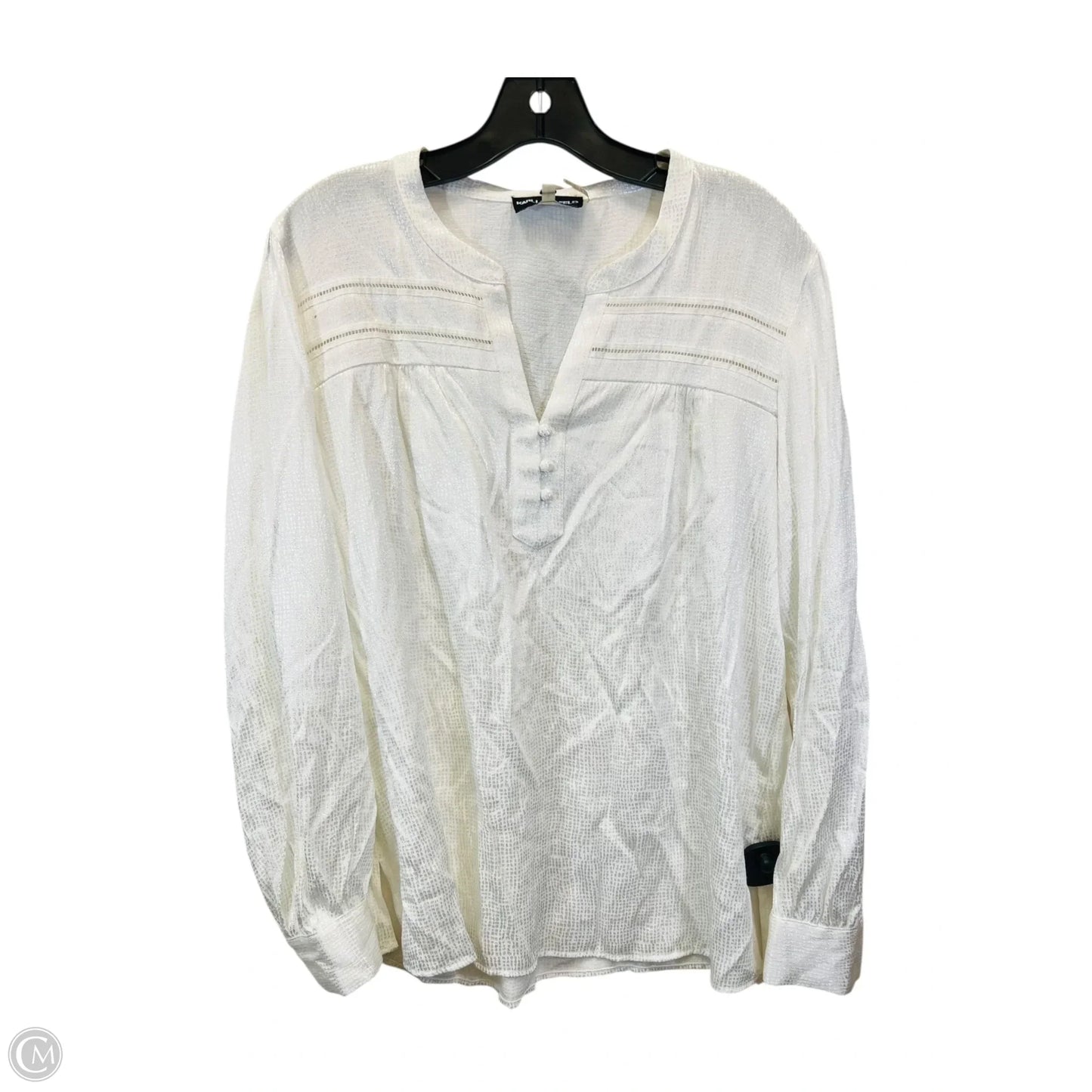 Top Long Sleeve Designer By Karl Lagerfeld In White, Size: L