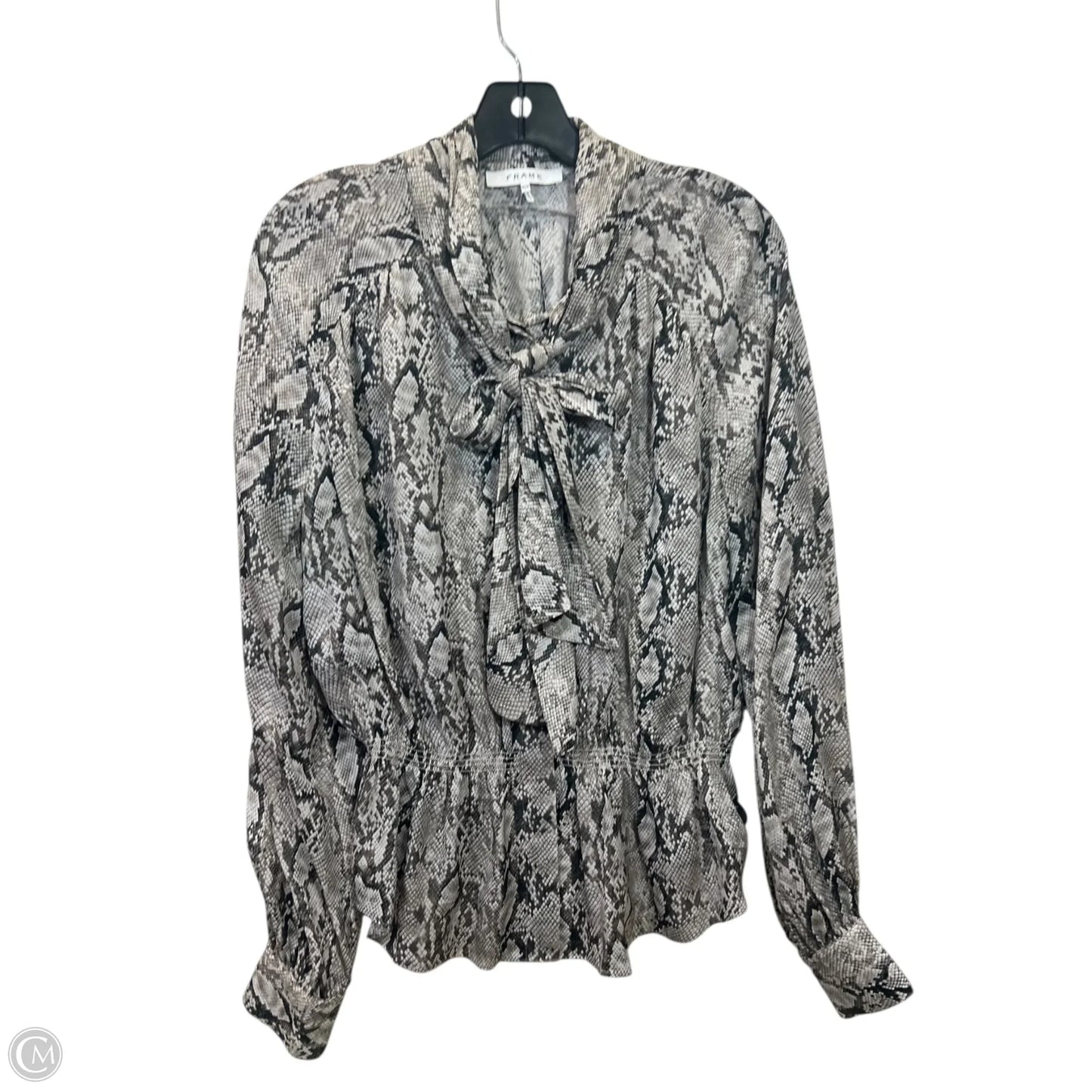 Top Long Sleeve Designer By Frame In Snakeskin Print, Size: M