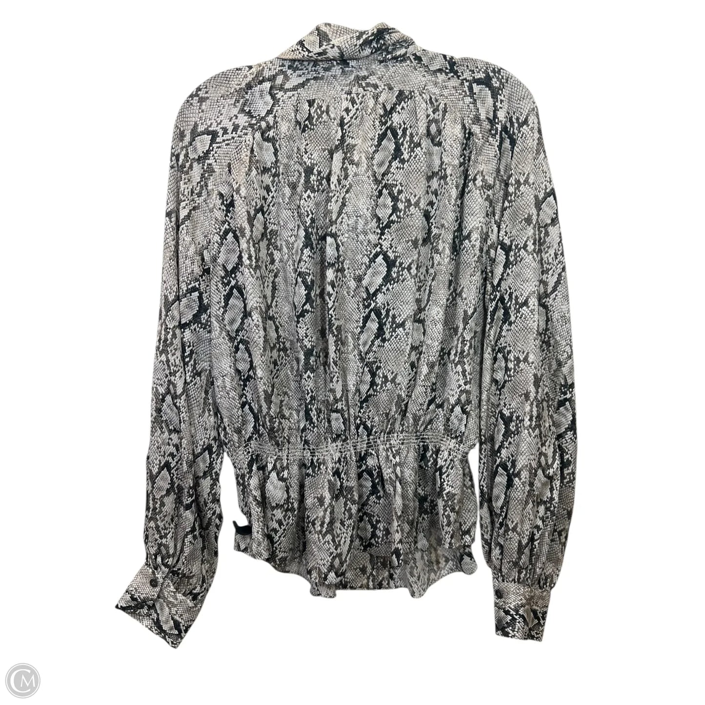 Top Long Sleeve Designer By Frame In Snakeskin Print, Size: M