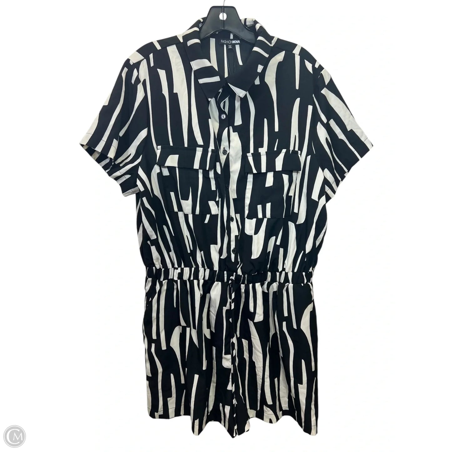 Romper By Fashion Nova In Black & Cream, Size: 1x