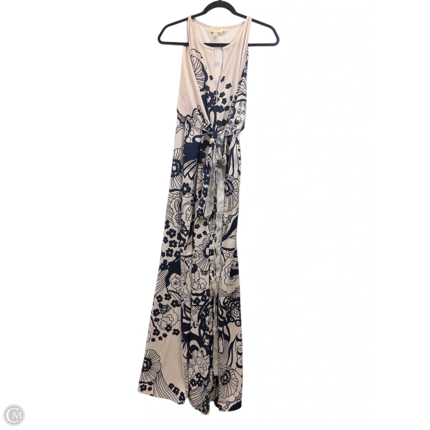 Jumpsuit Designer By Ted Baker In Blue & Cream, Size: Xl