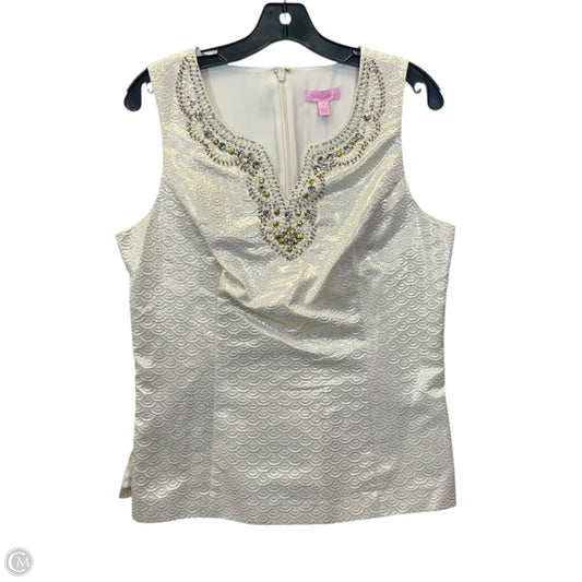 Top Sleeveless By Lilly Pulitzer In Gold & White, Size: M