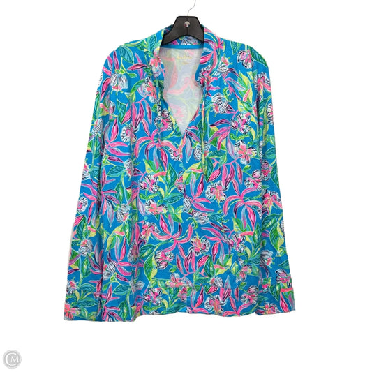 Top Long Sleeve By Lilly Pulitzer In Blue & Green, Size: Xl