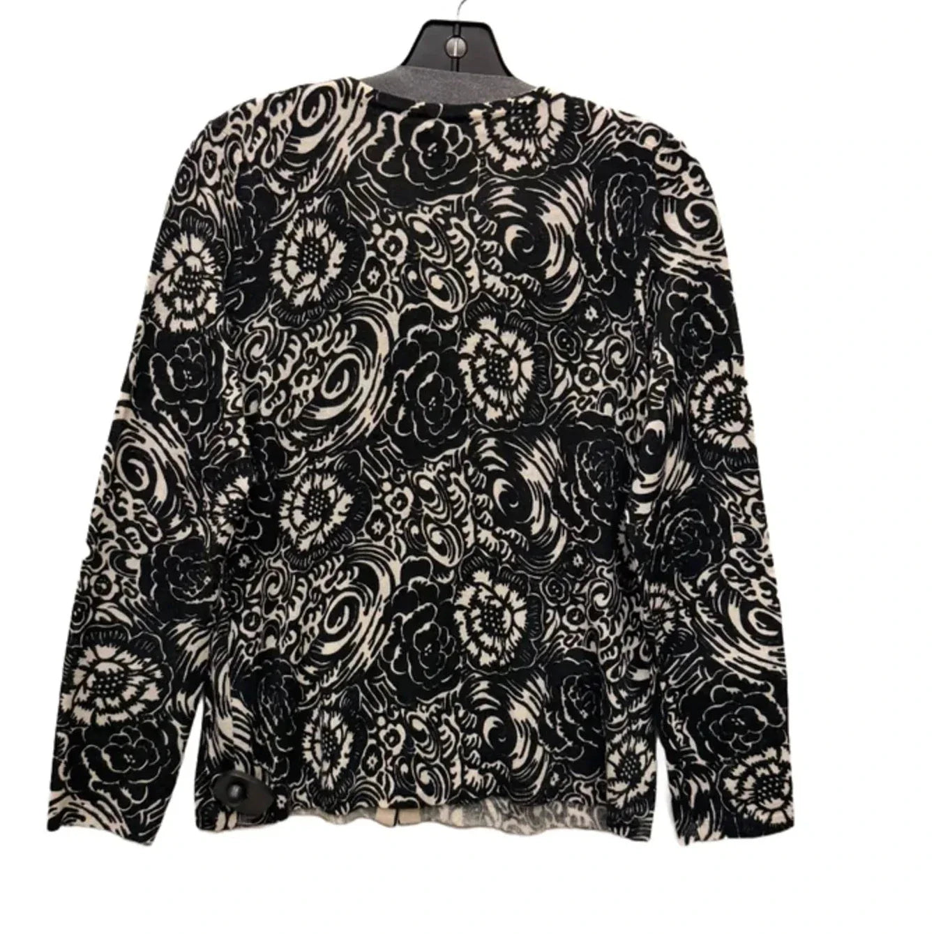 Sweater Cardigan By Talbots In Black & Cream, Size: S