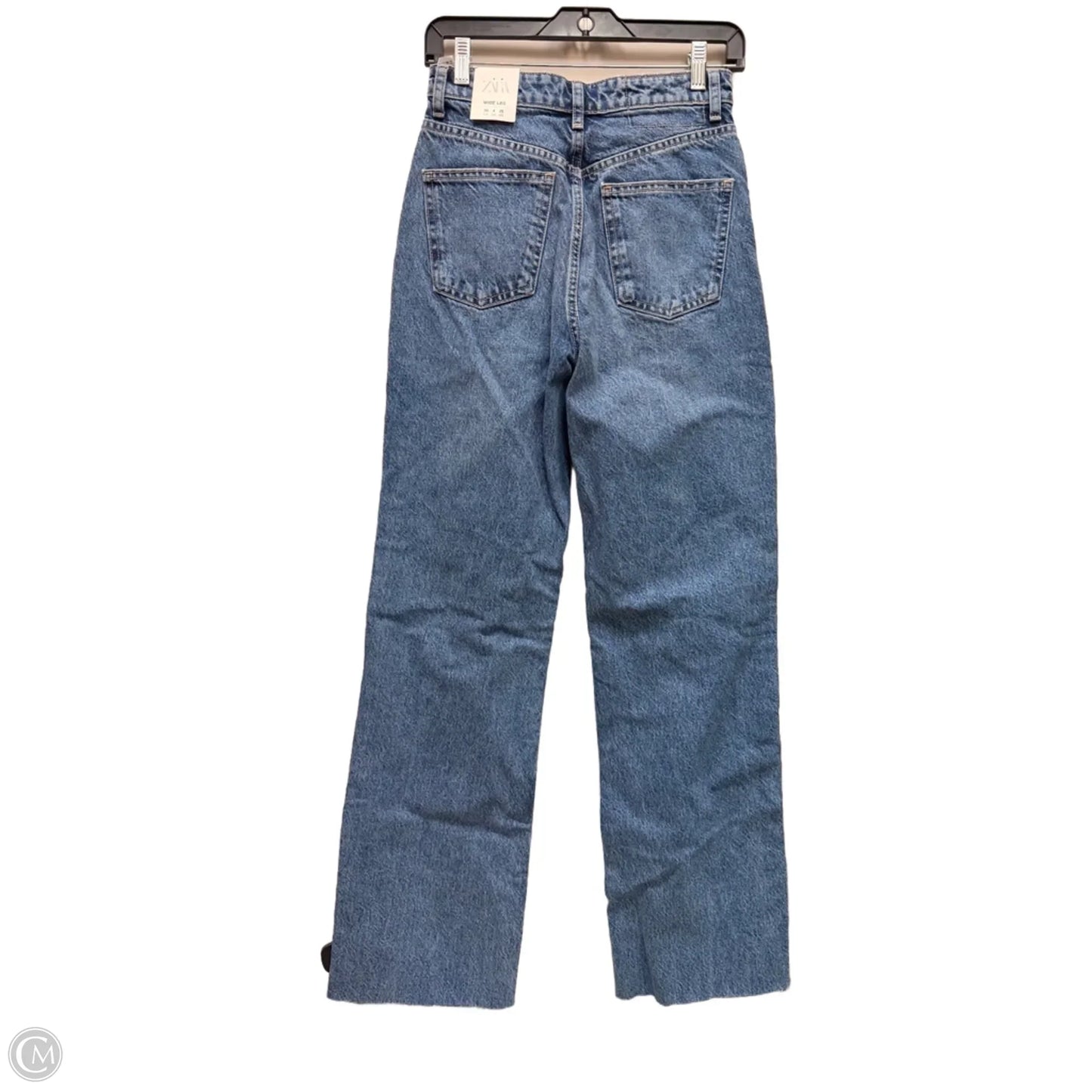 Jeans Wide Leg By Zara In Blue Denim, Size: 4