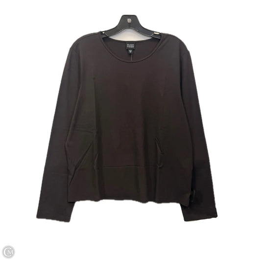 Top Long Sleeve Designer By Eileen Fisher In Brown, Size: Xl