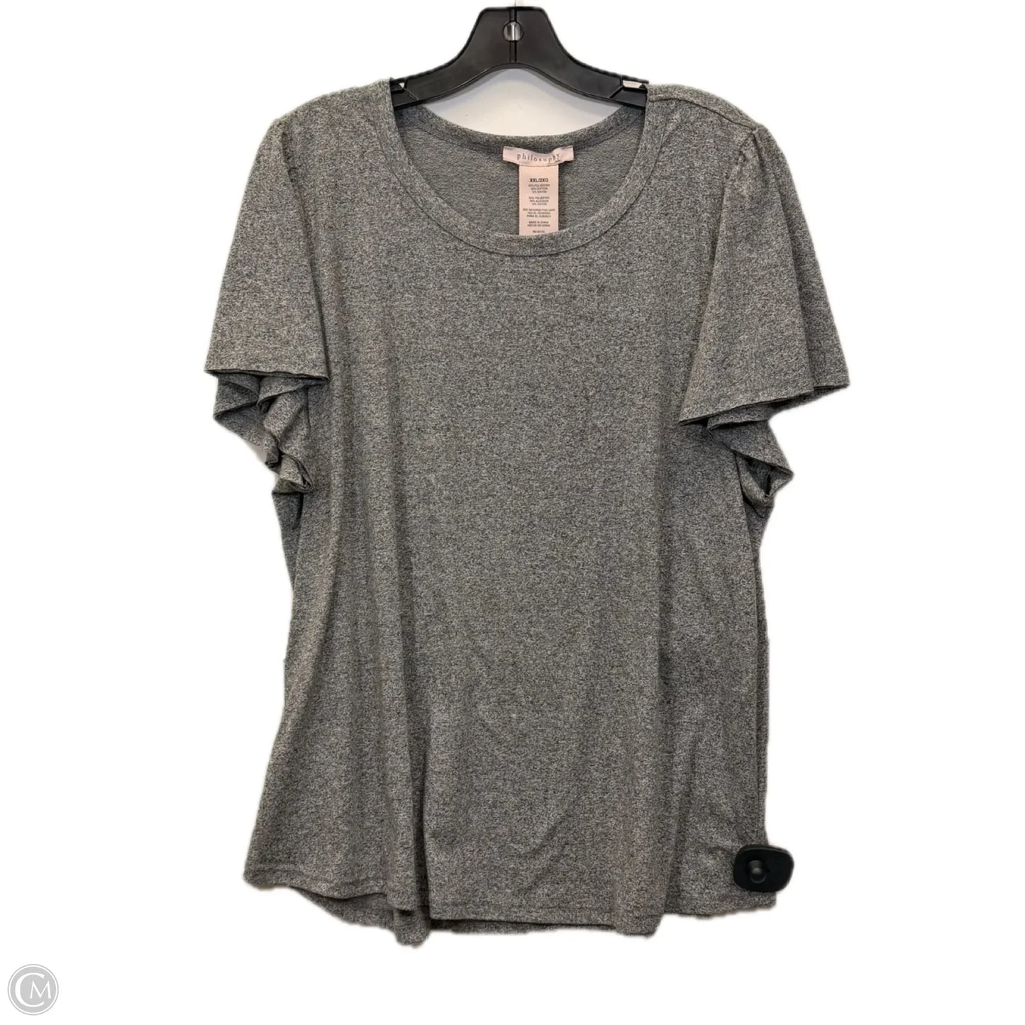 Top Short Sleeve By Philosophy In Grey, Size: Xxl