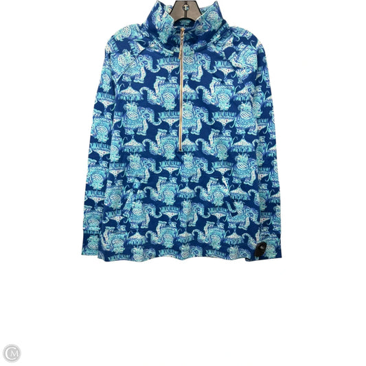 Top Long Sleeve Designer By Lilly Pulitzer In Blue & White, Size: M