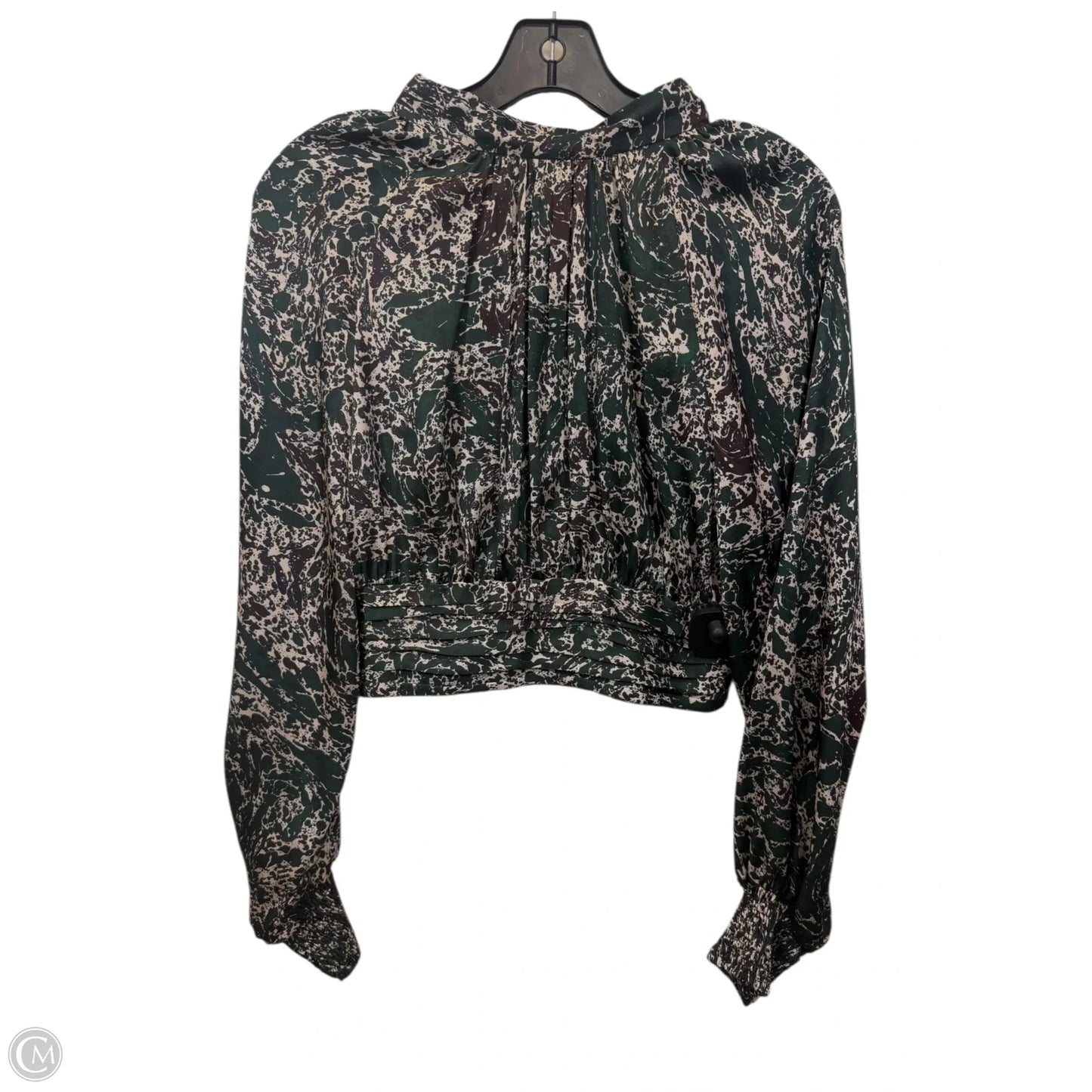 Top Long Sleeve By Zara In Green & Tan, Size: S