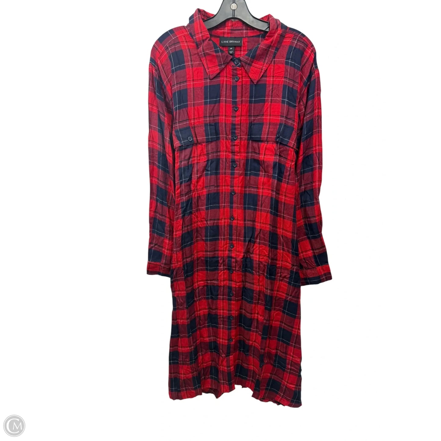 Dress Casual Midi By Lane Bryant In Blue & Red, Size: 5x