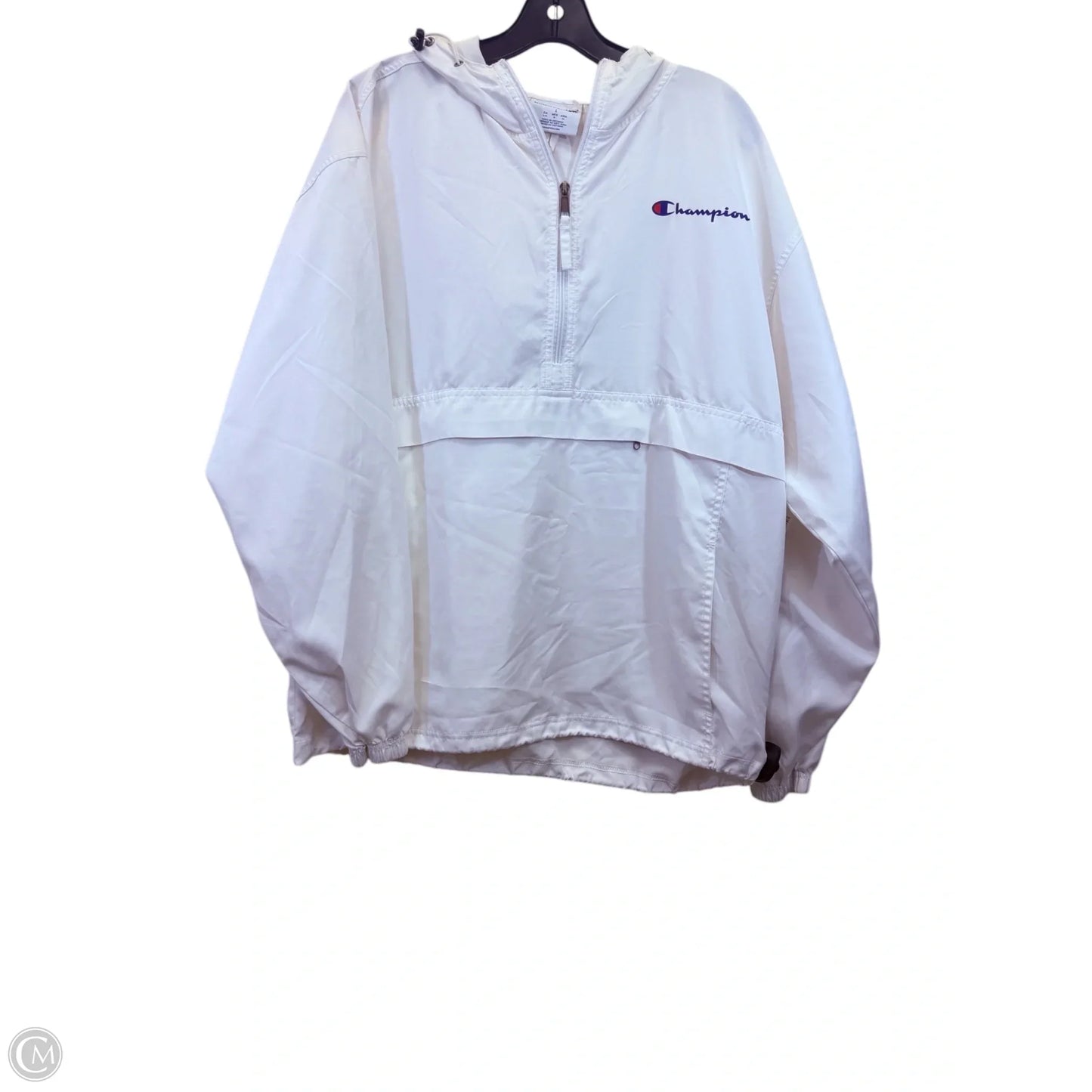 Athletic Sweatshirt Hoodie By Champion In White, Size: L