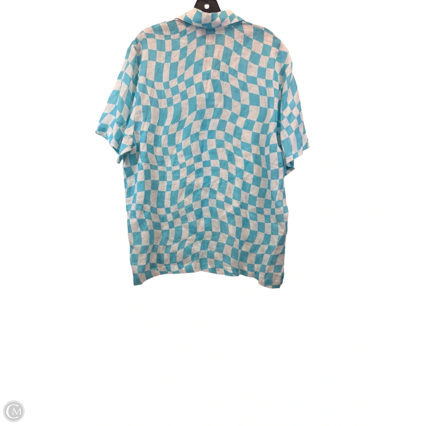 Top Short Sleeve By Bloomingdales In Blue & White, Size: L