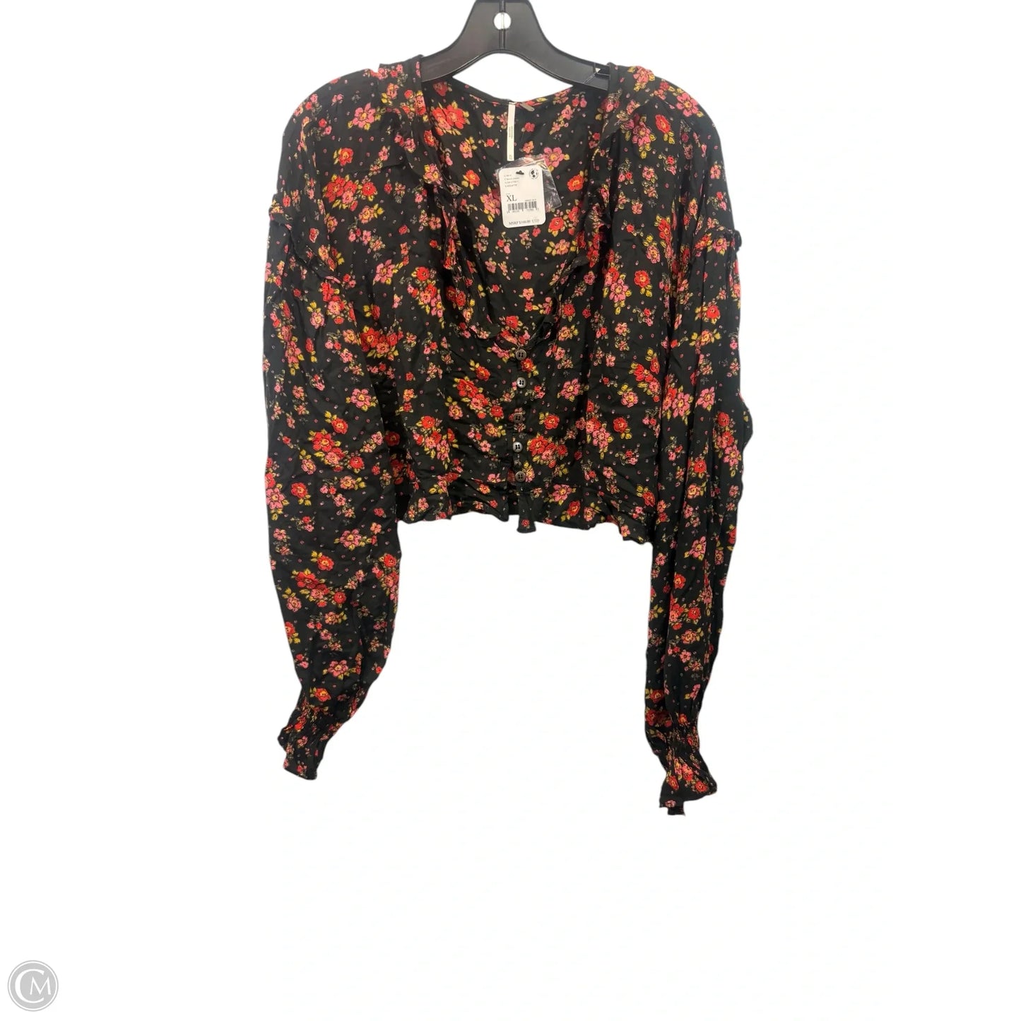 Top Long Sleeve By Free People In Black & Red, Size: Xl