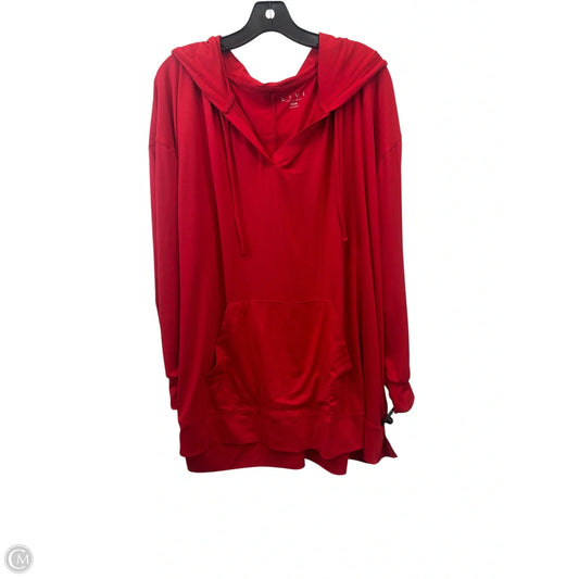Athletic Top Long Sleeve Hoodie By Livi Active In Red, Size: 4x
