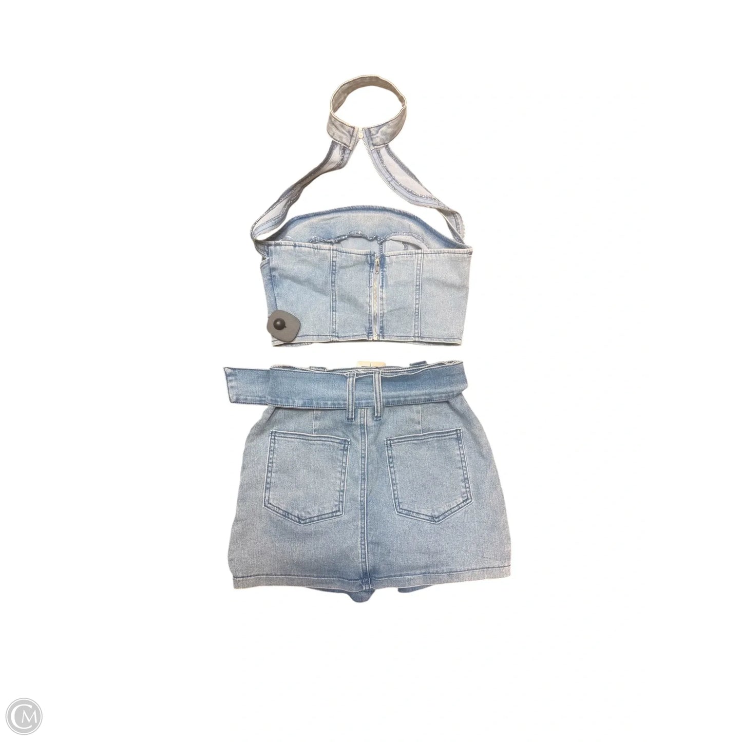 Shorts Set By Fashion Nova In Blue Denim, Size: Xs