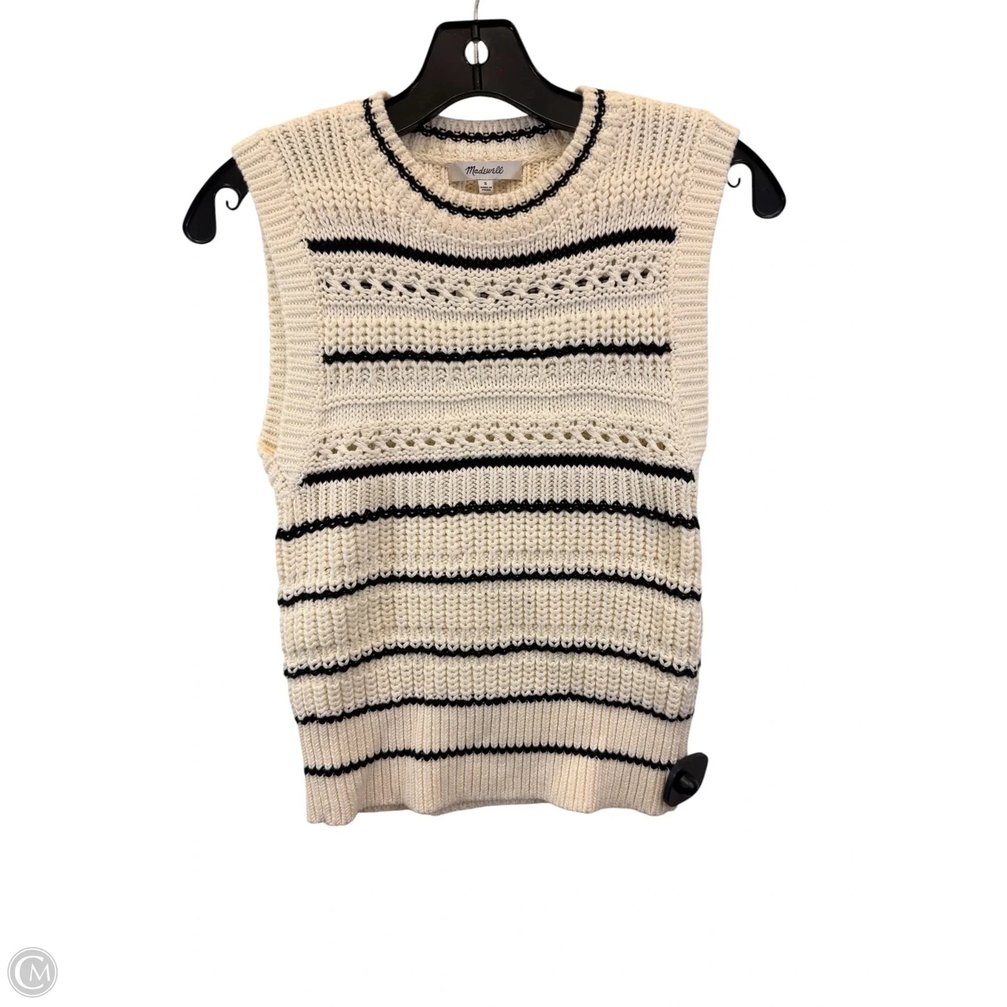 Vest Sweater By Madewell In Black & Cream, Size: S