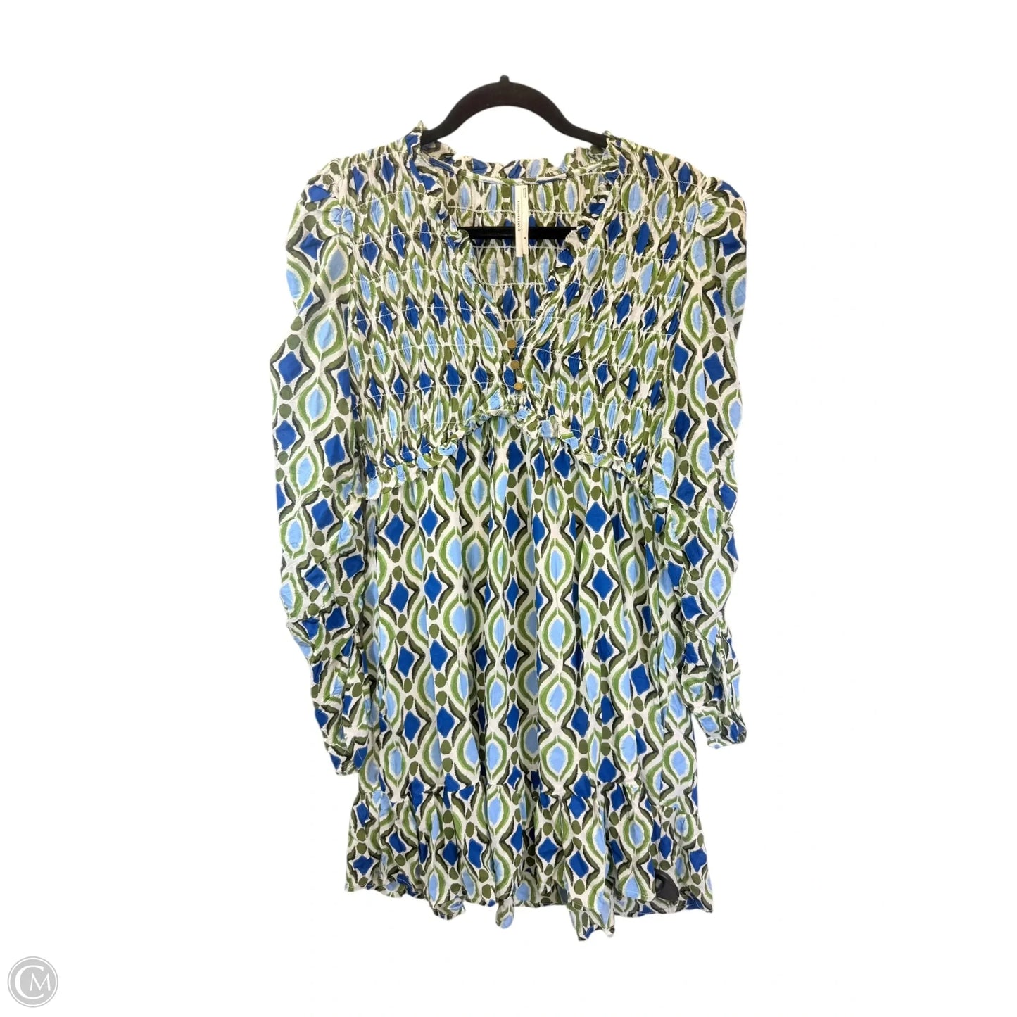 Dress Casual Short By Anthropologie In Blue & Green, Size: M