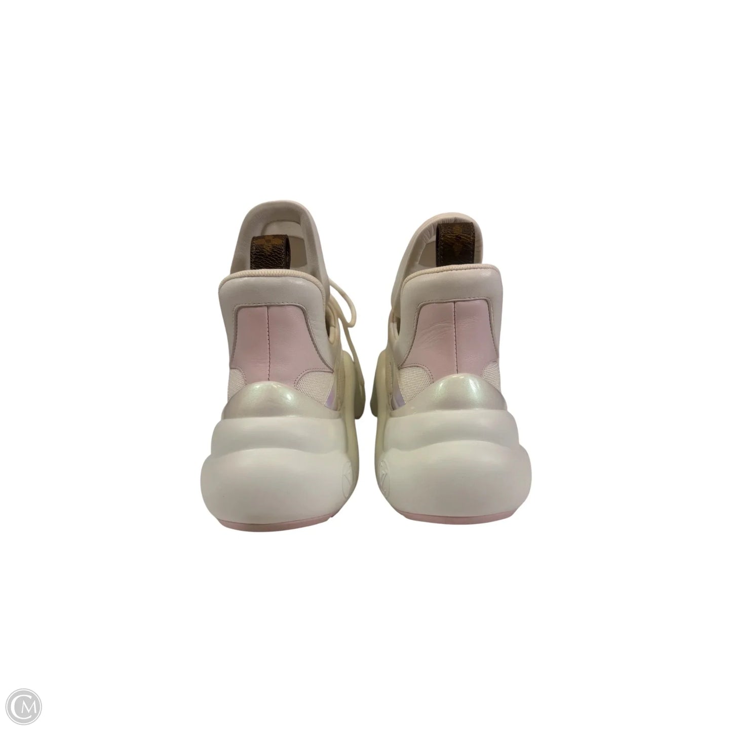 Shoes Luxury Designer By Louis Vuitton In Pink & White, Size: 9
