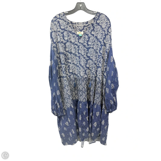 Dress Casual Short By Maeve In Blue & Cream, Size: 2x