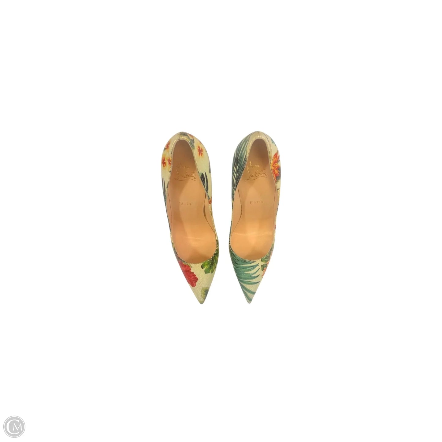 Shoes Luxury Designer By Christian Louboutin In Floral Print, Size: 8