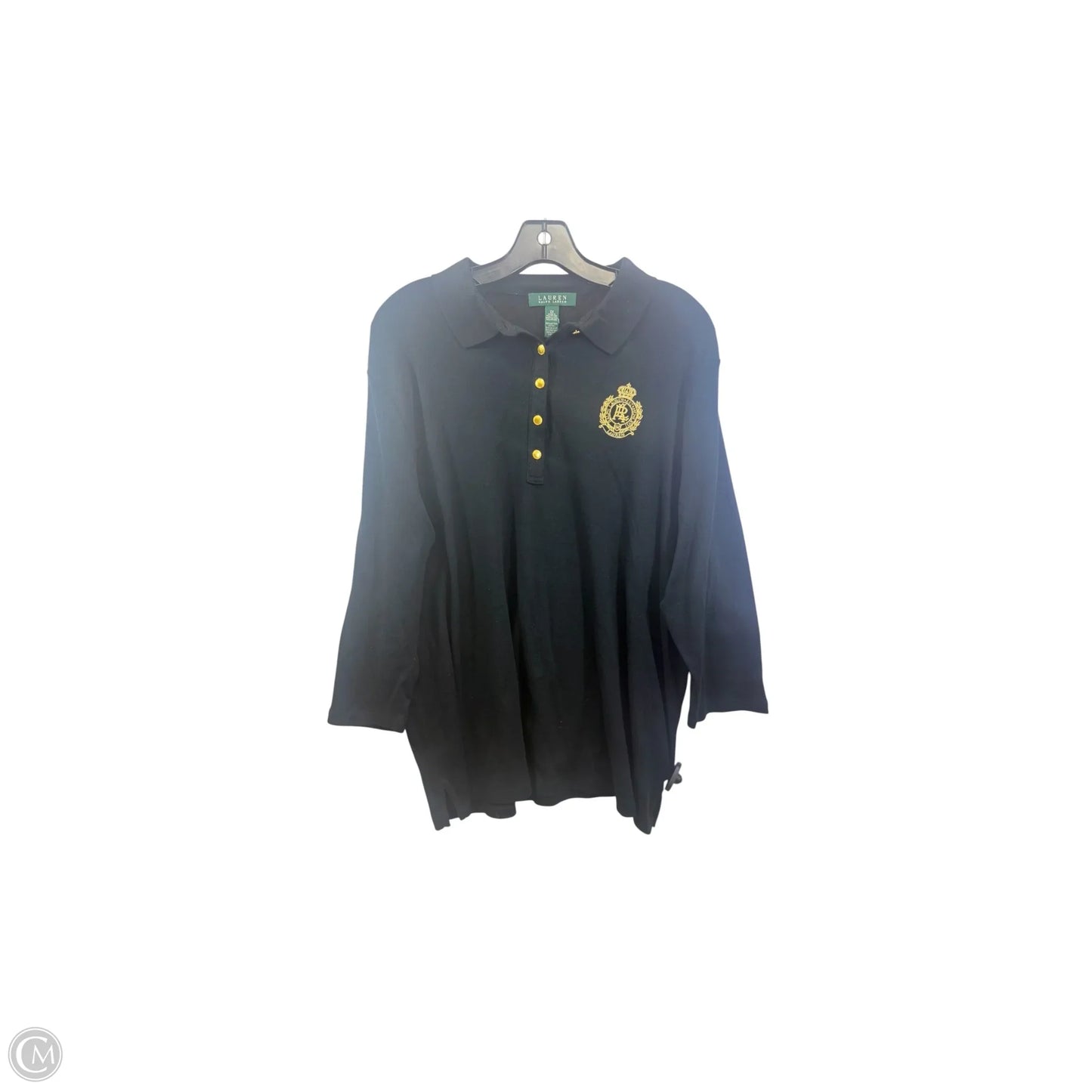 Top 3/4 Sleeve By Lauren By Ralph Lauren In Black & Gold, Size: 2x