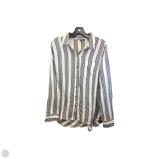 Top Long Sleeve By Lucky Brand In Grey & White, Size: M