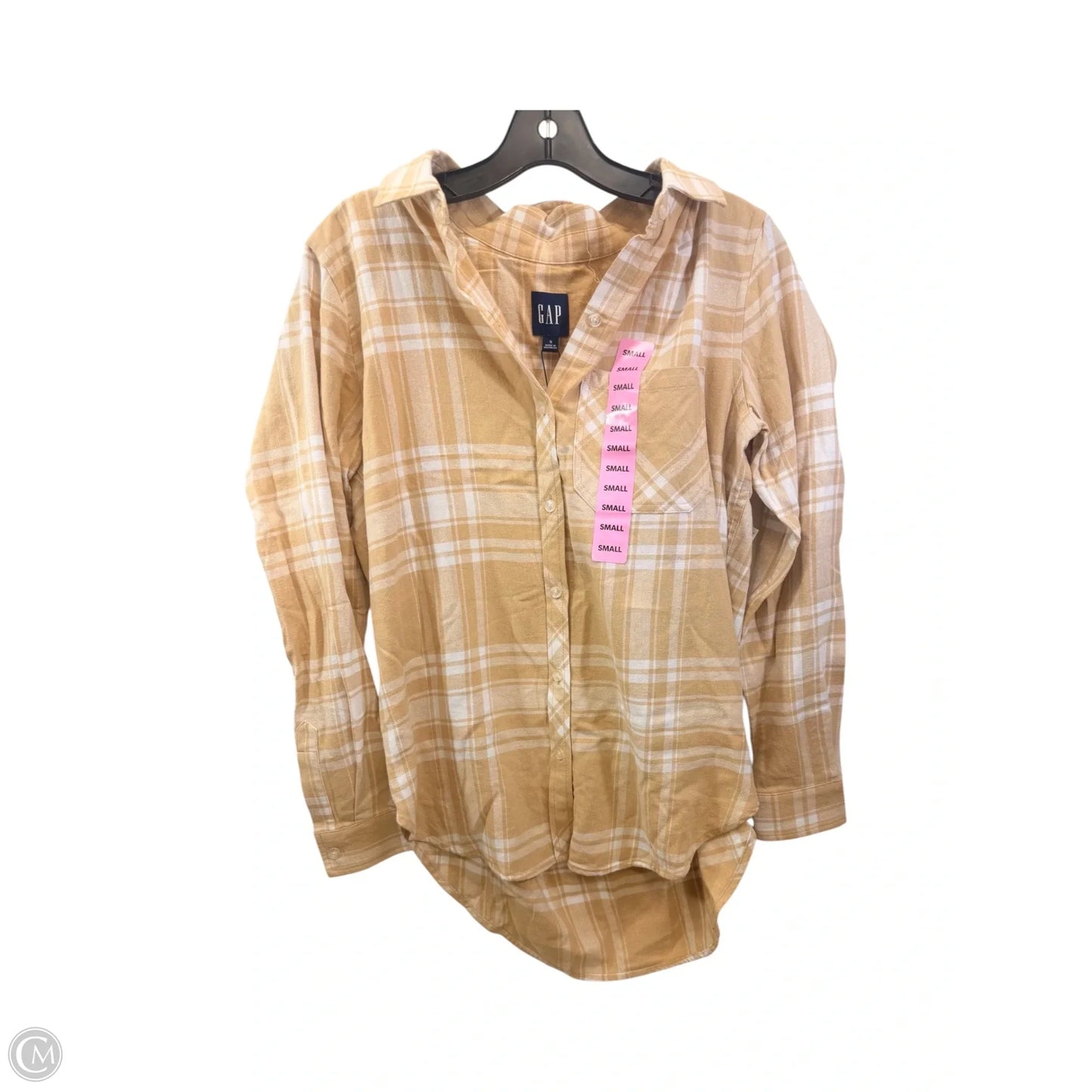 Top Long Sleeve By Gap In Tan & White, Size: S