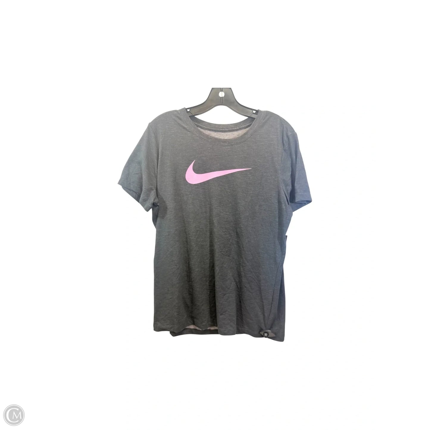 Athletic Top Short Sleeve By Nike In Grey & Pink, Size: L