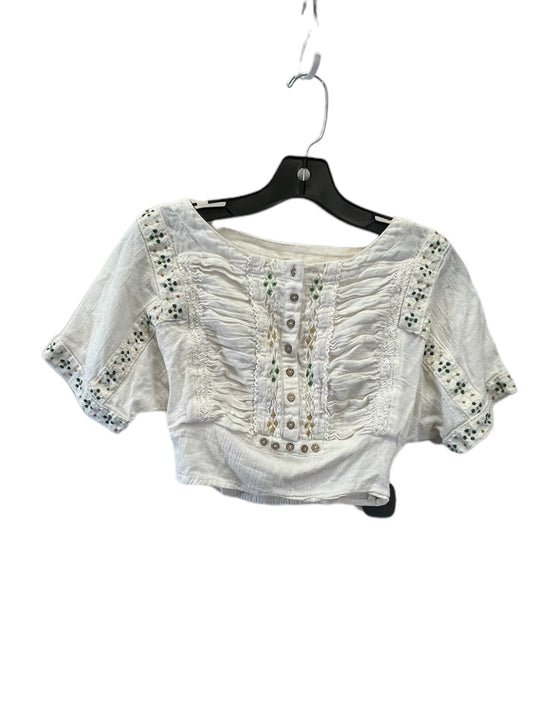 Top Short Sleeve By Free People In Cream & Green, Size: Xs