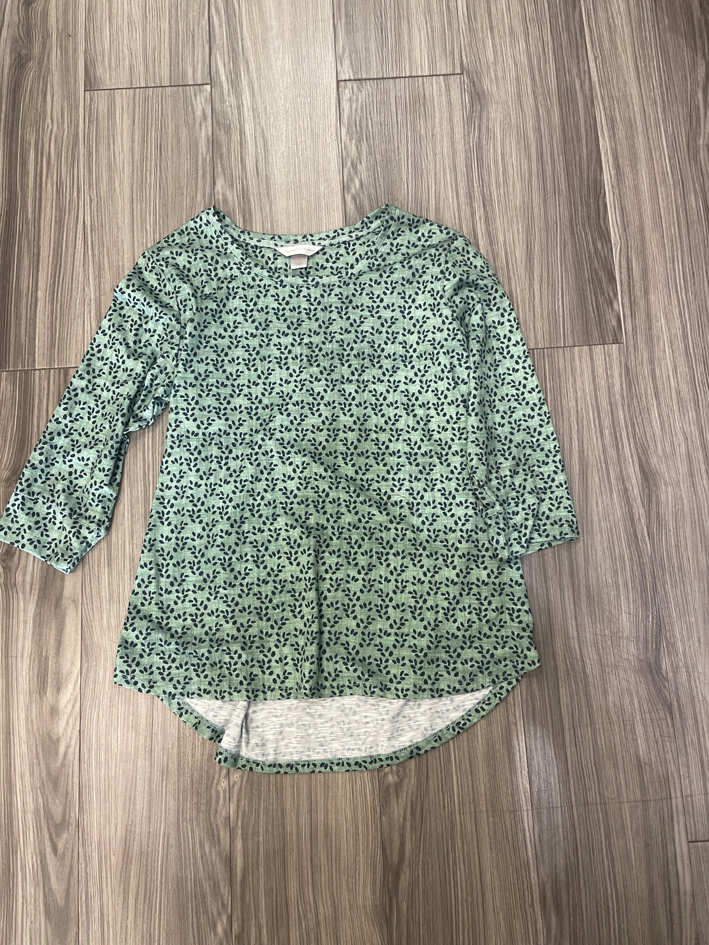 Top 3/4 Sleeve By Christopher And Banks In Green, Size: L