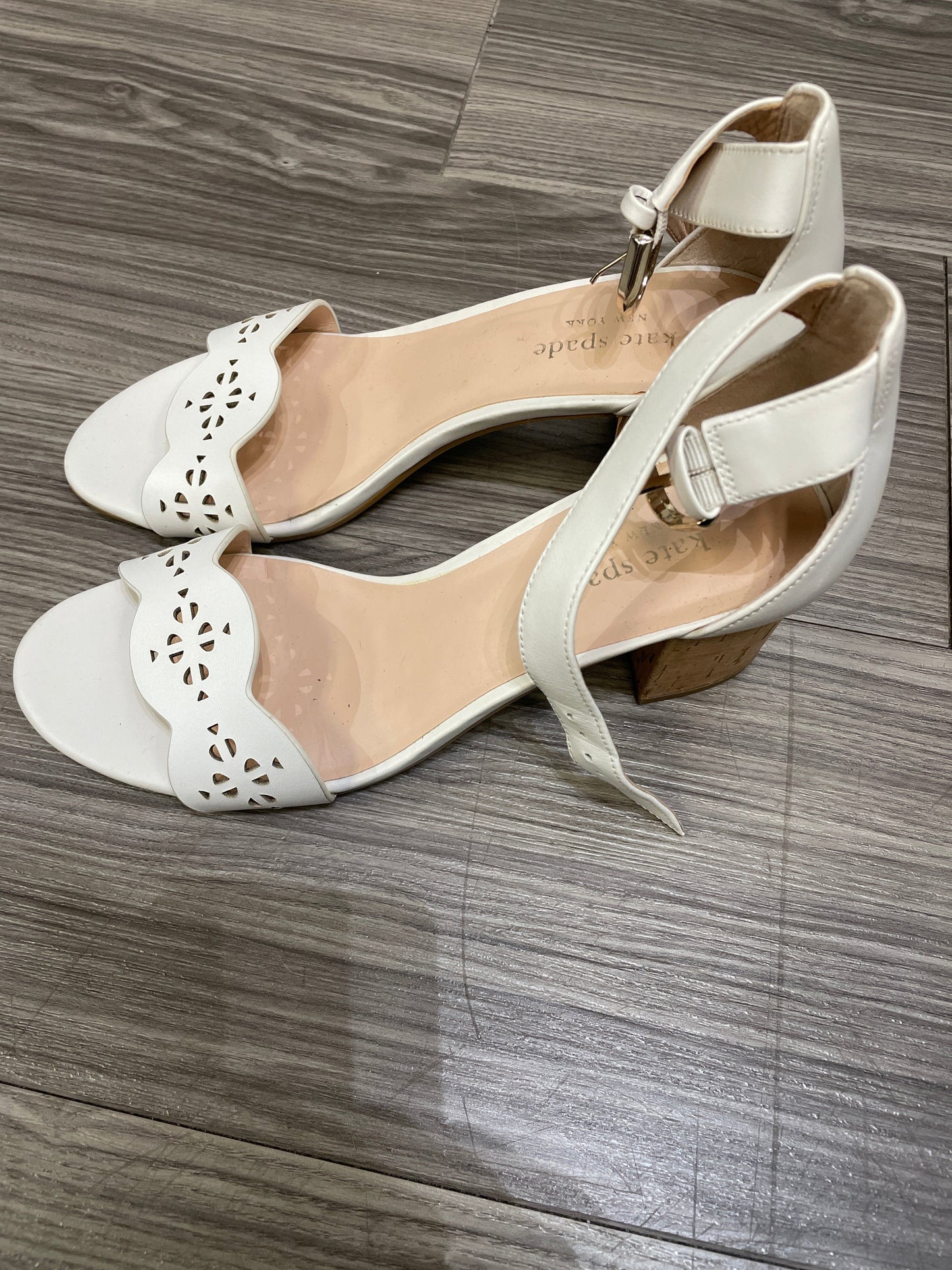 Pink & White Shoes Heels Block Kate Spade, Size 6.5