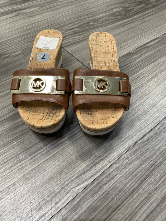 Tan Sandals Heels Platform Michael By Michael Kors, Size 7