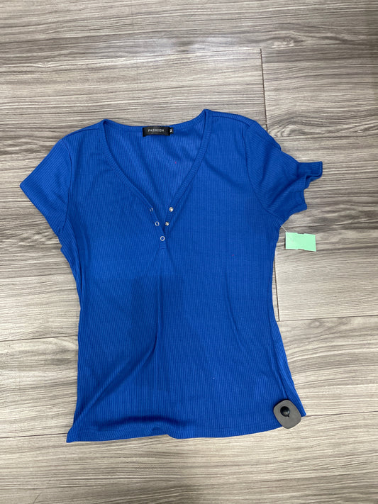 Blue Top Short Sleeve Clothes Mentor, Size M