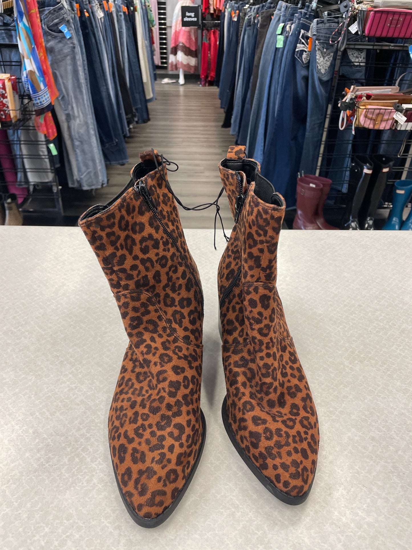 Animal Print Boots Ankle Heels Express, Size 8