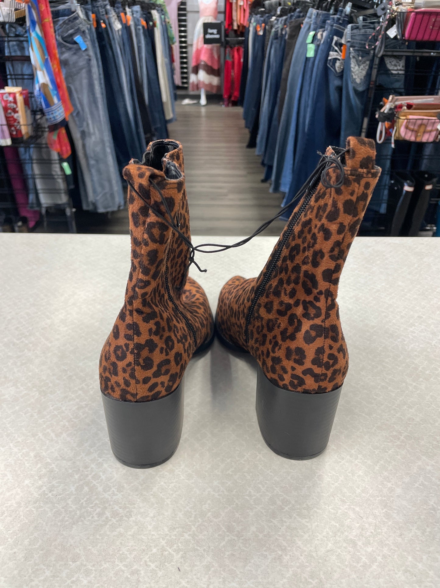 Animal Print Boots Ankle Heels Express, Size 8