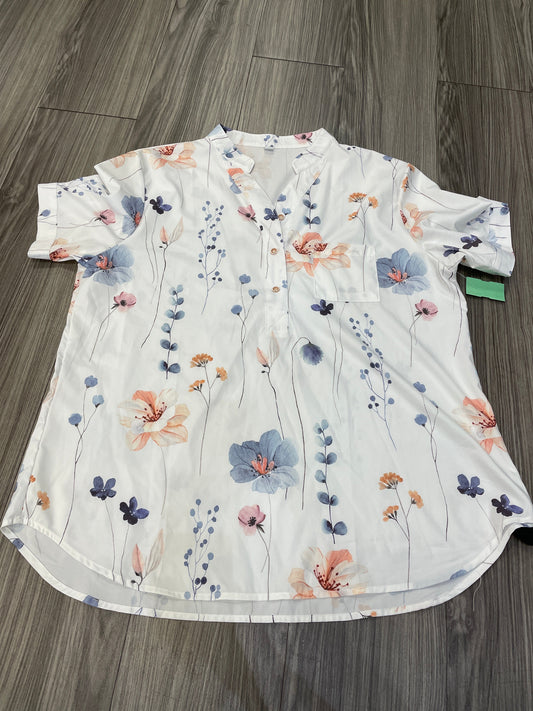 Floral Print Blouse Short Sleeve Clothes Mentor, Size 2x