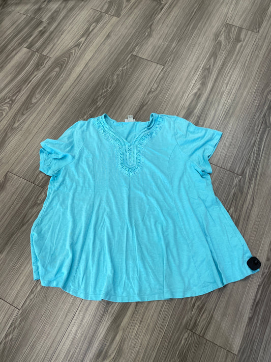 Blouse Short Sleeve By Catherines In Blue, Size: 3x