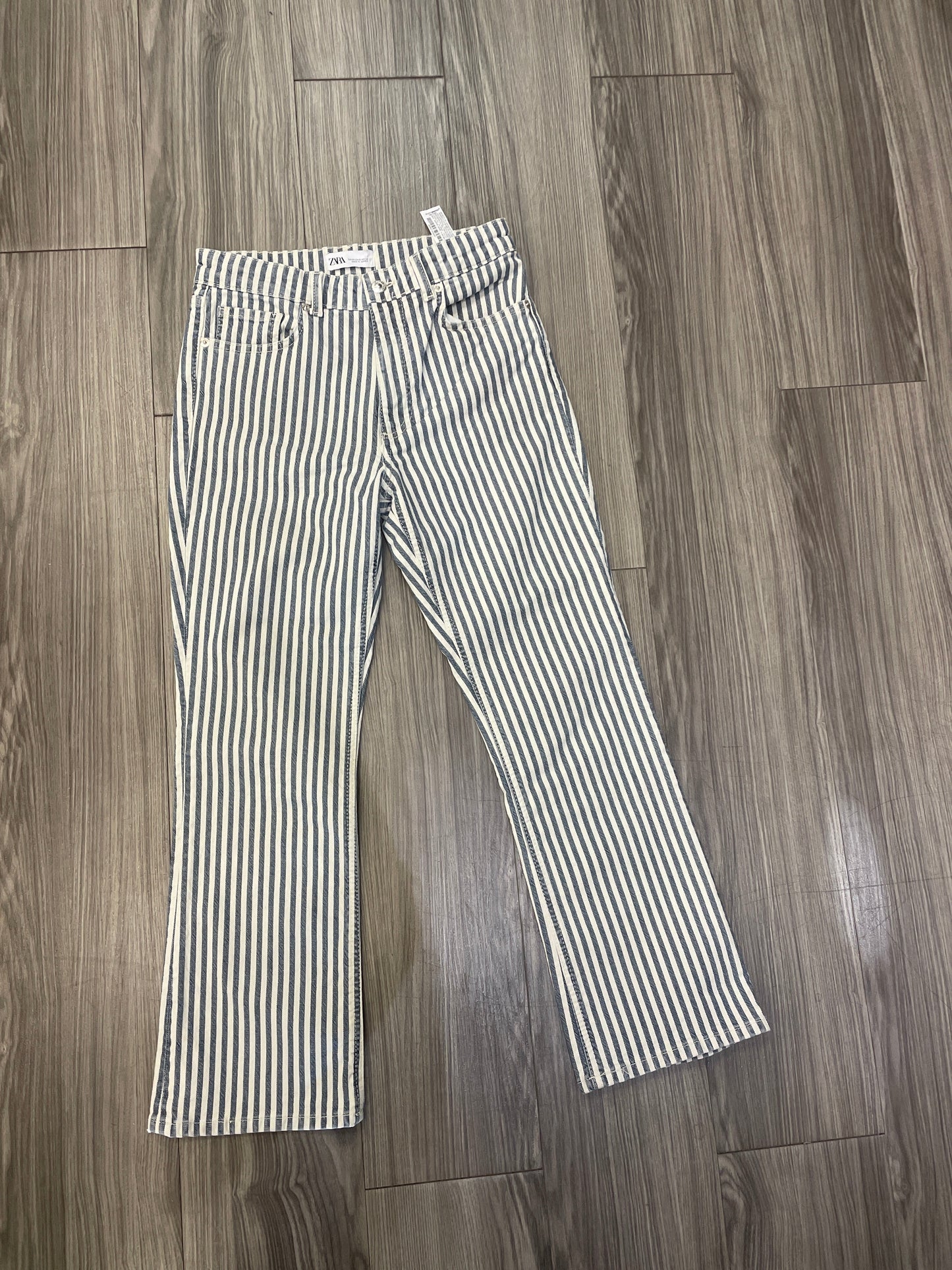 Jeans Boot Cut By Zara In Striped Pattern, Size: 6