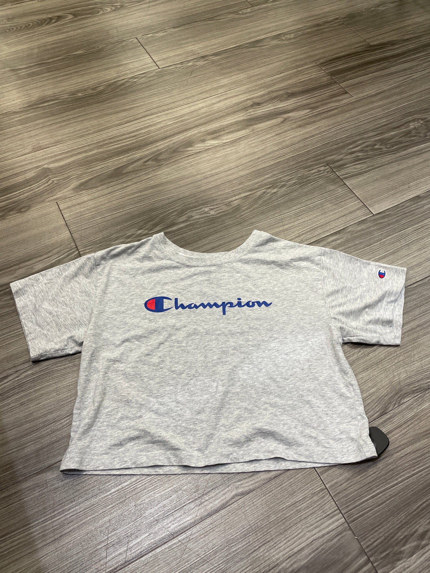 Athletic Top Short Sleeve By Champion In Grey, Size: S