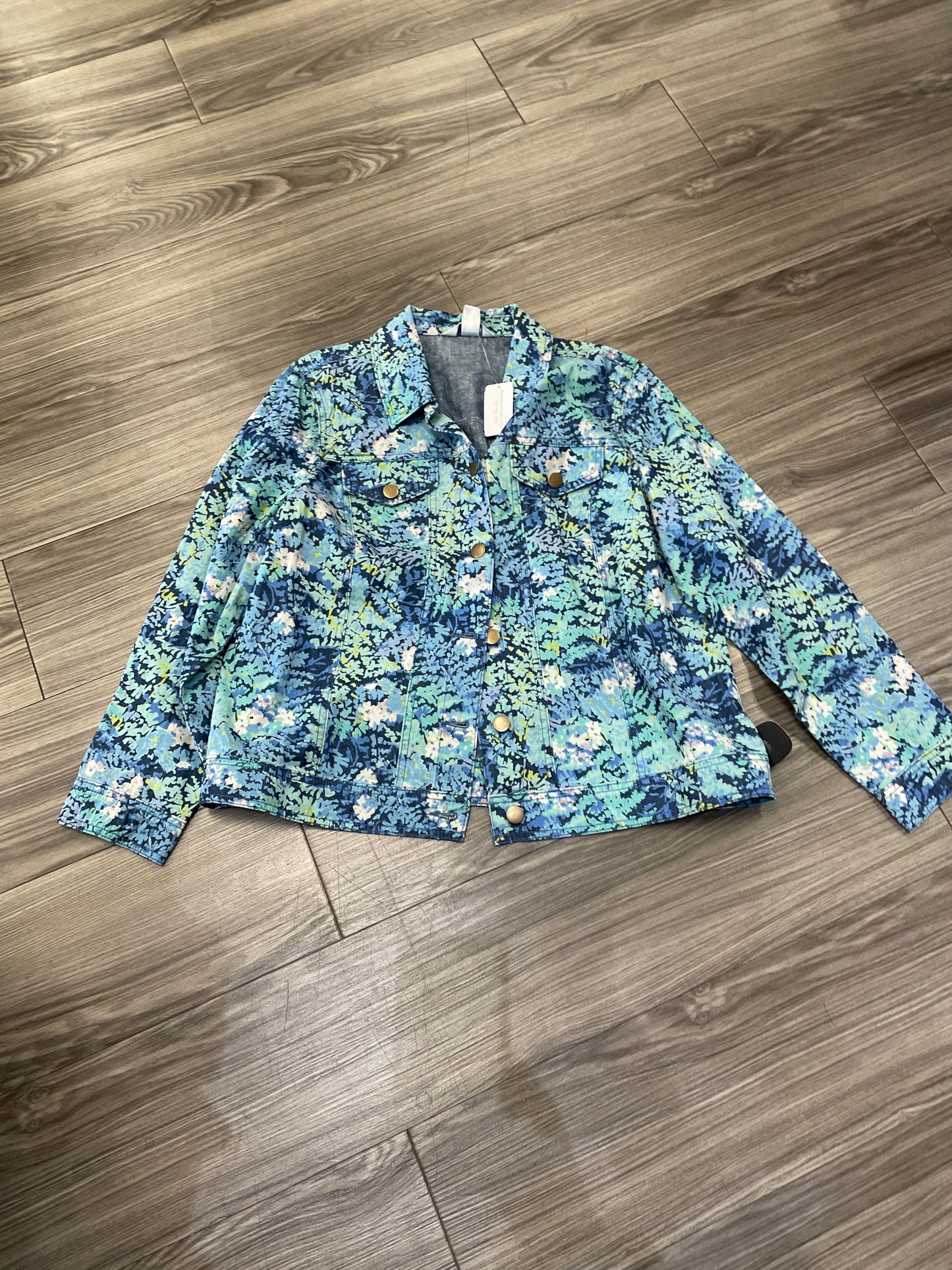 Jacket Denim By Cj Banks In Floral Print, Size: Xl