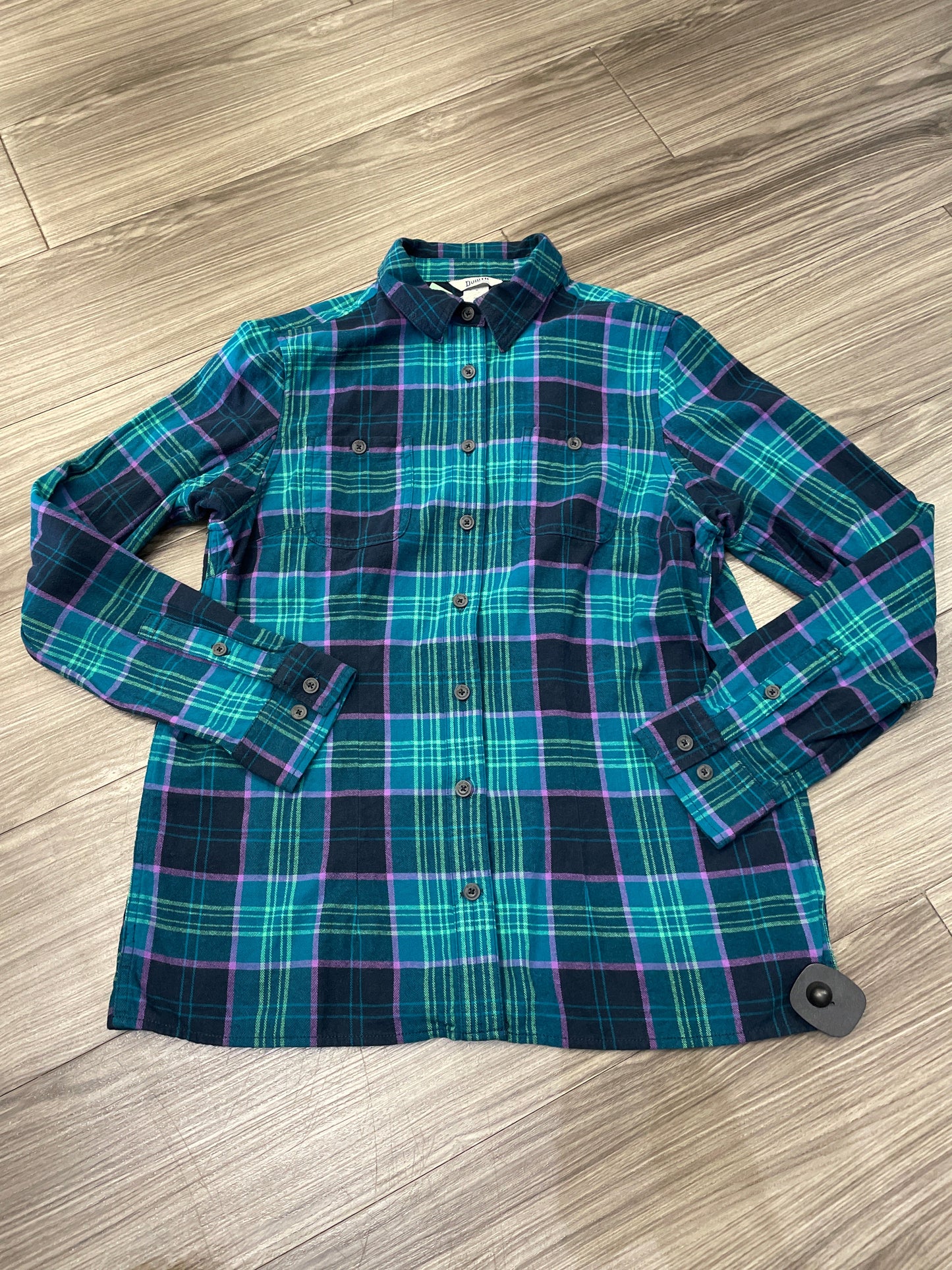 Blouse Long Sleeve By Duluth Trading In Plaid Pattern, Size: M