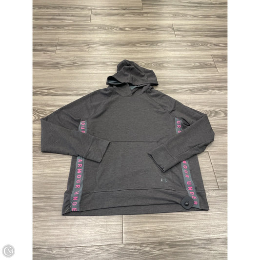 Athletic Sweatshirt Hoodie By Under Armour In Grey & Pink, Size: Xl
