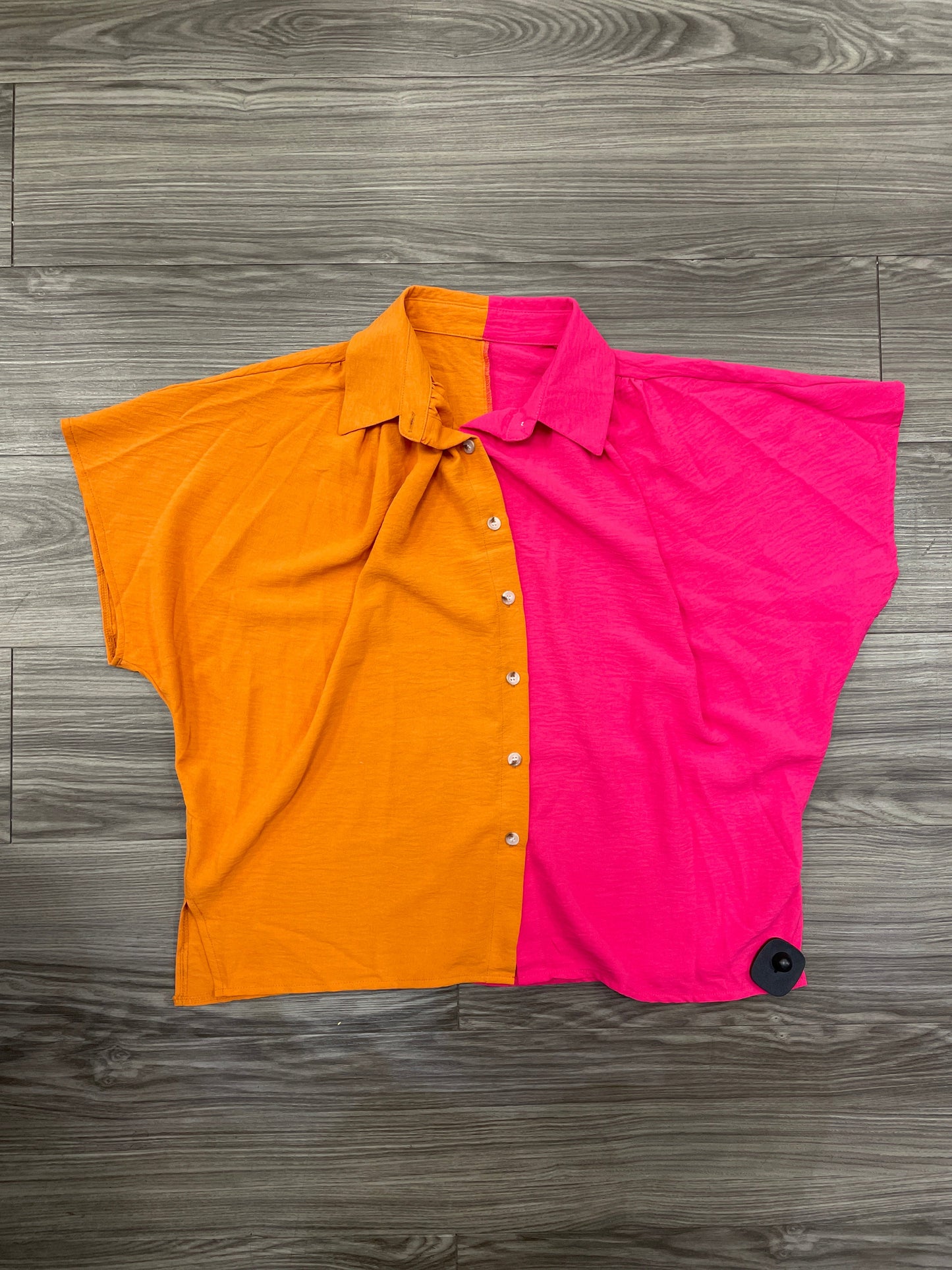 Top Short Sleeve By Shein In Orange & Pink, Size: S