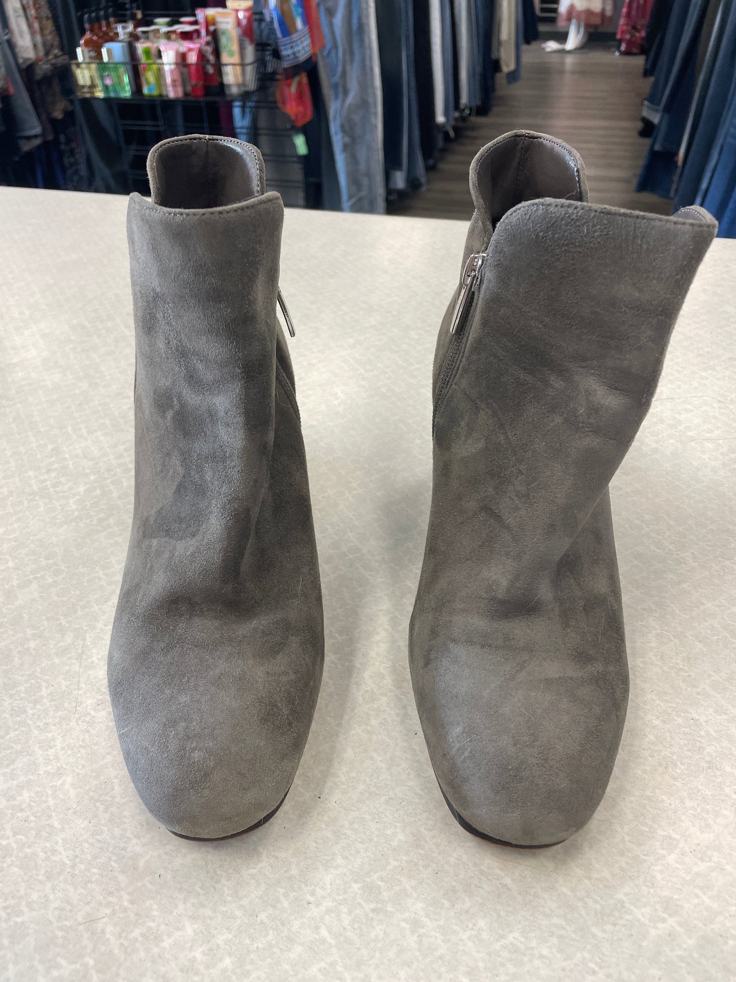 Grey Boots Ankle Heels Vince Camuto, Size 6.5