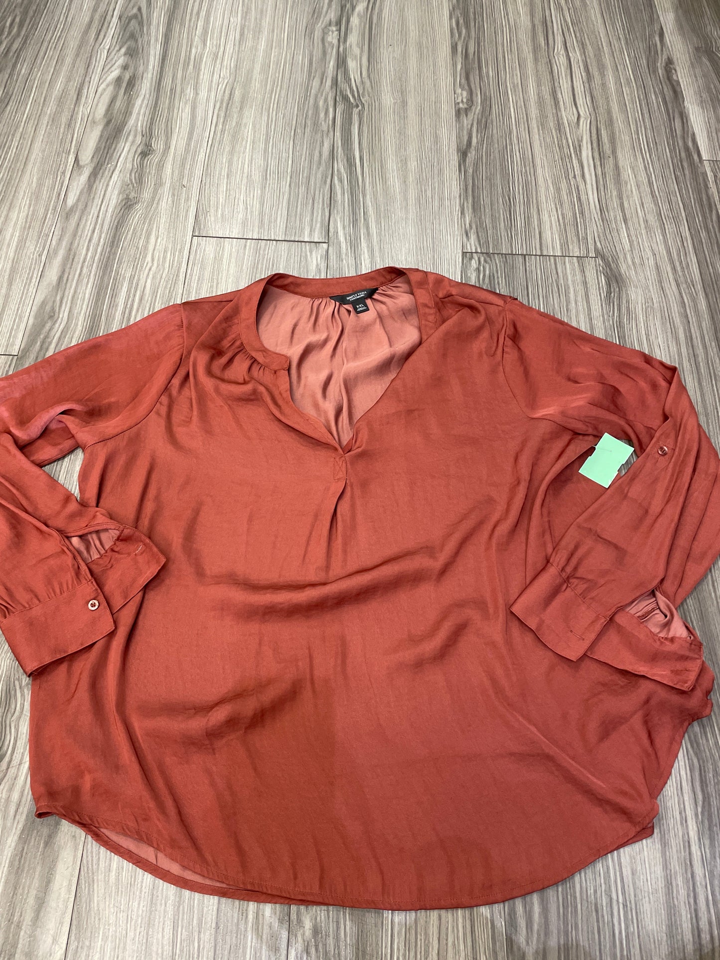 Red Top Long Sleeve Simply Vera, Size Xxl