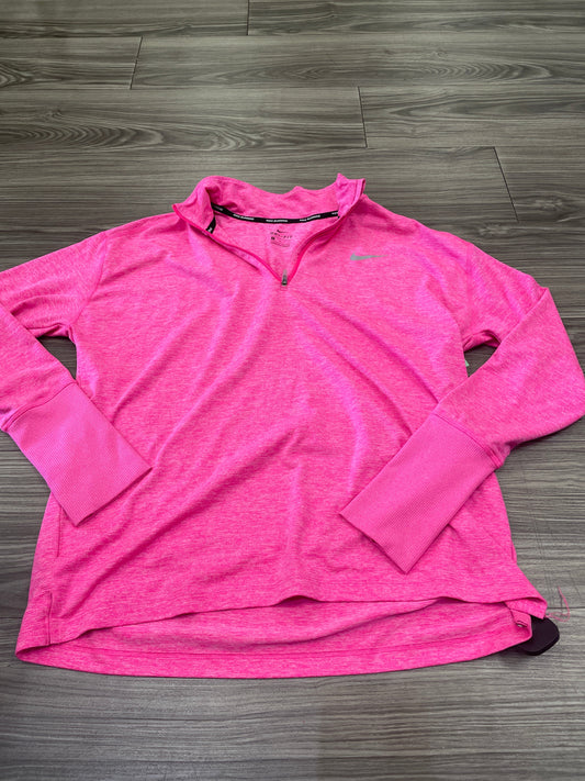 Pink Athletic Top Long Sleeve Collar Nike, Size L