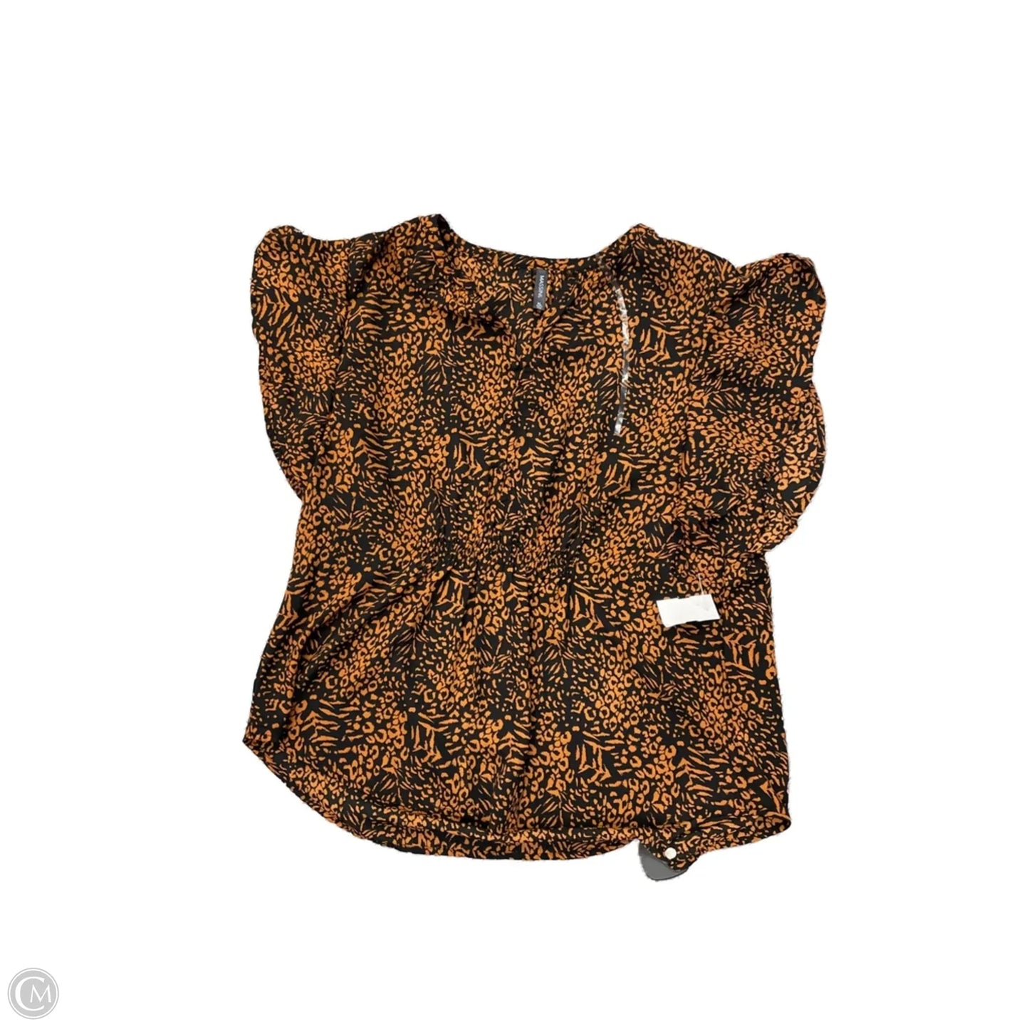 Blouse Short Sleeve By Massini In Animal Print, Size: Xl