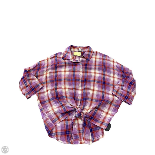 Top Long Sleeve By Cato In Plaid Pattern, Size: Xs