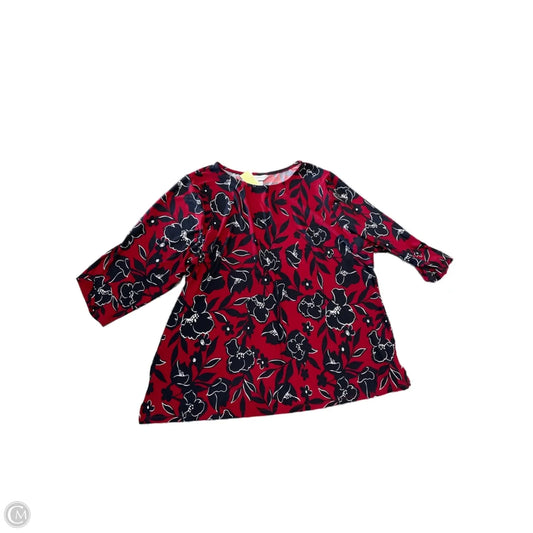 Blouse 3/4 Sleeve By Cj Banks In Red, Size: 2x