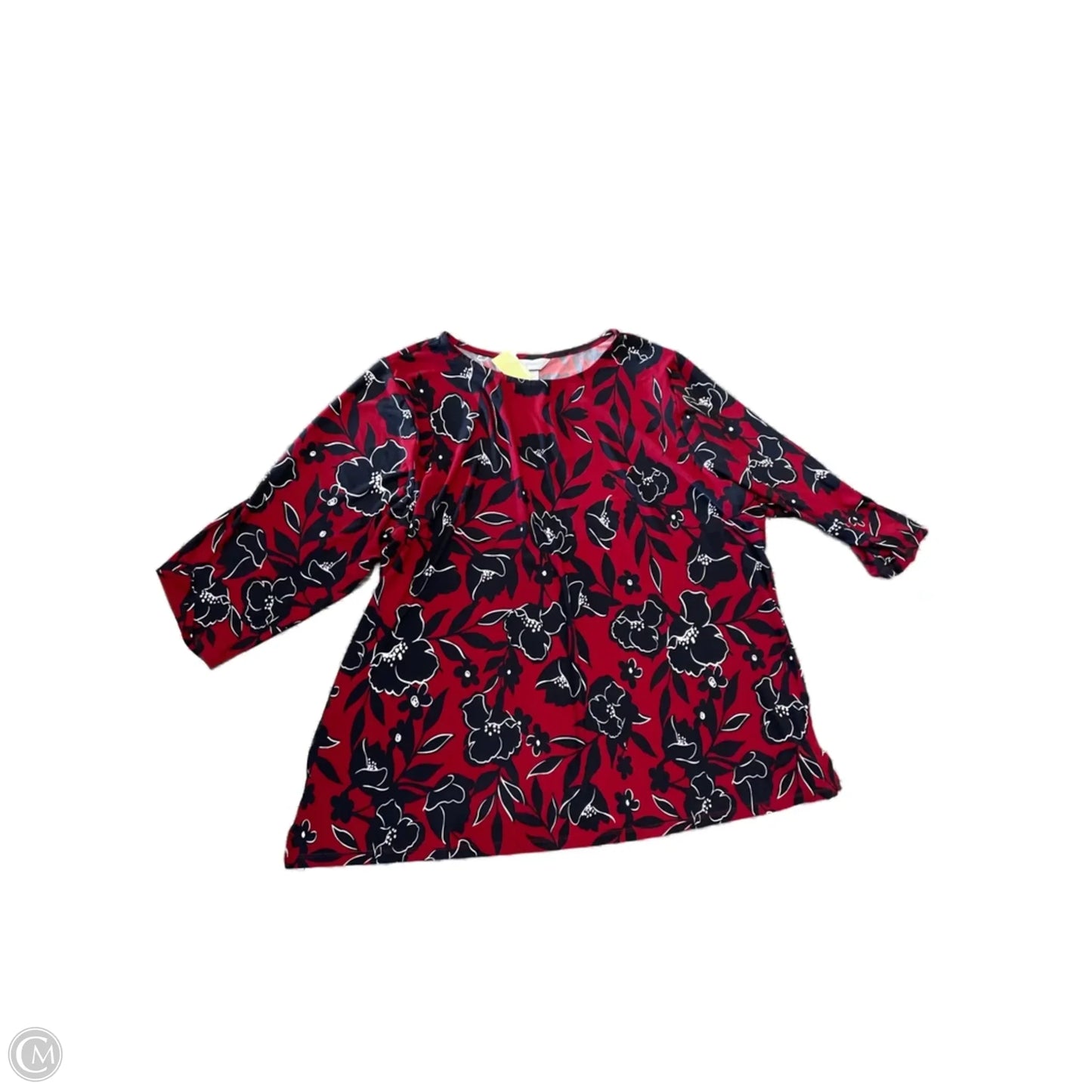 Blouse 3/4 Sleeve By Cj Banks In Red, Size: 2x